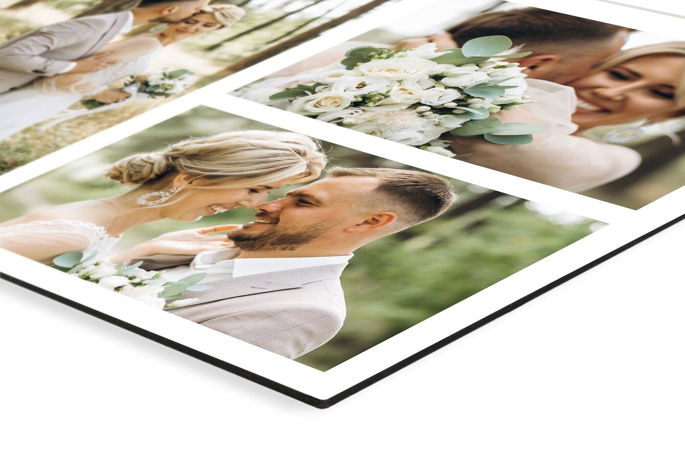 Dettaglio di un collage di foto stampato su alluminio dibond