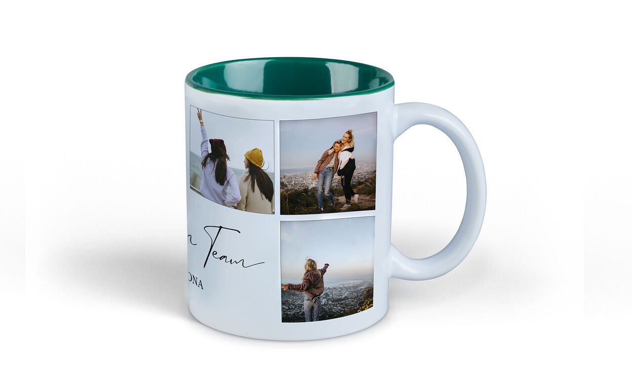 Tazza con foto di amici e testo affettuoso
